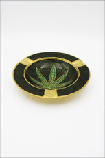 ASHTRAY - BRASS W LEAF RECTANGLE ASH106