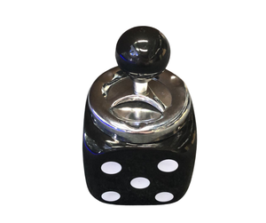 ASHTRAY - SPINNING DICE BLK W/ WHTE DOTS ASH224