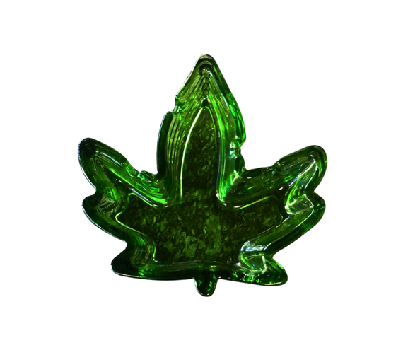 ASHTRAY - GLASS GREEN LEAFASH236G