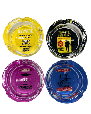 ASHTRAY - GLASS WARNING ASH085C7
