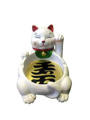ASHTRAY - LUCKY KITTY WHITE SA-AS/LC