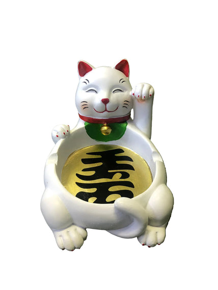 ASHTRAY - LUCKY KITTY WHITE SA-AS/LC