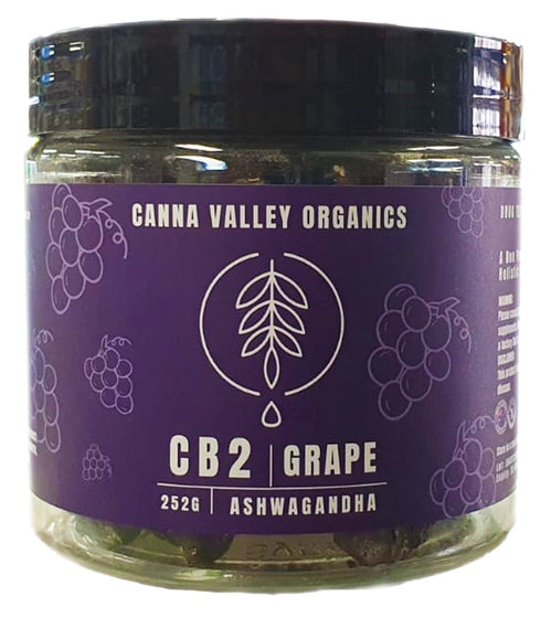 HEMP - CANNA VALLEY ORGANICS CB2 ASHWAGANDHA GRAPE GUMMIES