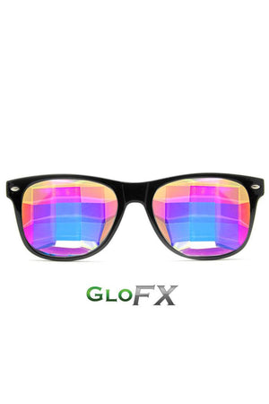 GLASSES - KALEIDOSCOPE BLACK BUG EYE RAINBOW