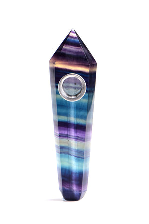 PIPE - CRYSTAL RAINBOW FLUORITE BLACK POINT